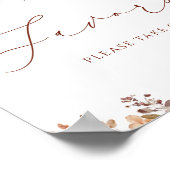 Boho Herfst Floral Baby shower Favors Sign Poster (Hoek)