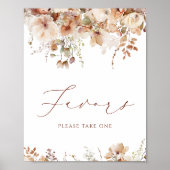 Boho Herfst Floral Baby shower Favors Sign Poster (Voorkant)