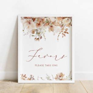 Boho Herfst Floral Baby shower Favors Sign Poster