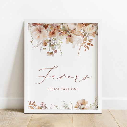 Boho Herfst Floral Baby shower Favors Sign Poster