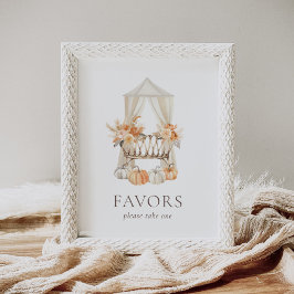 Boho Herfst Floral Baby shower Favors Sign Poster