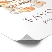 Boho Herfst Floral Baby shower Favors Sign Poster (Hoek)