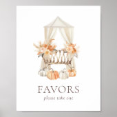 Boho Herfst Floral Baby shower Favors Sign Poster (Voorkant)