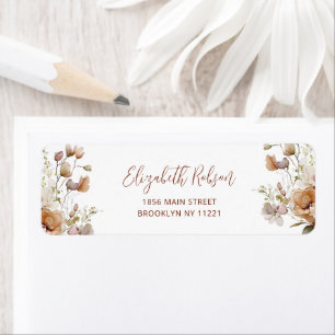 Boho Herfst Floral Baby shower Return Address Etiket