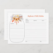 Boho Herfst Floral beheert Mason Jar Recipe Kaarte Aankondigingskaart (Voorkant / Achterkant)