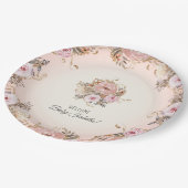 BOHO Herfst Floral Blush Waterverf Baby Girl Showe Papieren Bordje (Gekanteld)