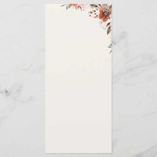 Boho Herfst Floral Brown Laten we eten ivoor bruil Menu (Achterkant)