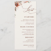 Boho Herfst Floral Brown Laten we eten ivoor bruil Menu (Voorkant)