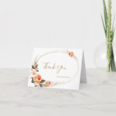 Boho Herfst Floral Burnt Oranje Wedding Bedankkaart (Voorkant)