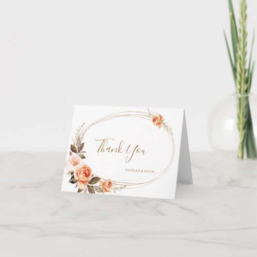 Boho Herfst Floral Burnt Oranje Wedding Bedankkaart (Voorkant)
