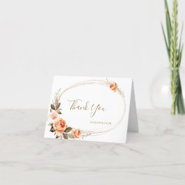 Boho Herfst Floral Burnt Oranje Wedding Bedankkaart