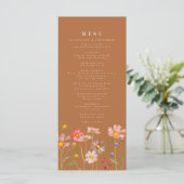 Boho Herfst Floral Burnt Oranje Wedding Menu (Staand voorkant)