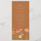 Boho Herfst Floral Burnt Oranje Wedding Menu (Voorkant)