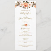 Boho Herfst Floral Burnt Oranje Wedding Programme Programmakaart (Voorkant)