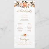 Boho Herfst Floral Burnt Oranje Wedding Programme Programmakaart (Achterkant)