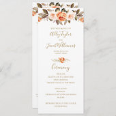 Boho Herfst Floral Burnt Oranje Wedding Programme Programmakaart (Voorkant / Achterkant)