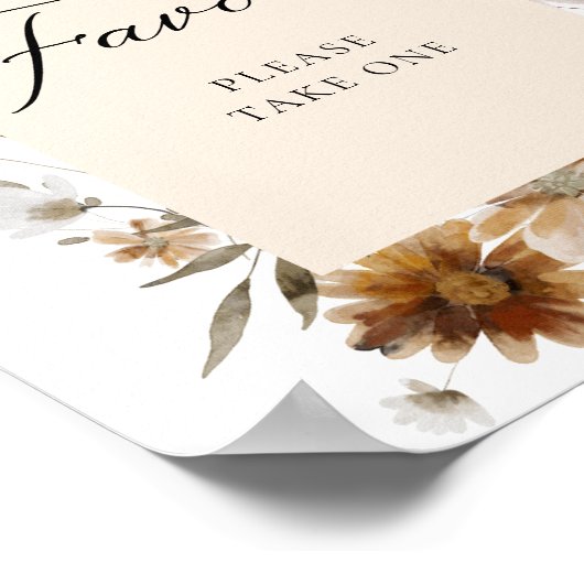Boho Herfst Floral Favors Party Poster (Hoek)