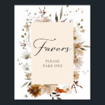 Boho Herfst Floral Favors Party Poster<br><div class="desc">Boho Herfst Floral Theme bevoordeelt Poster. Overeenkomende objecten in ons ontwerp van Cava-partij in winkel</div>