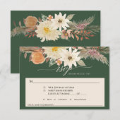 BOHO Herfst Floral Forest Green Pampas Grass Weddi RSVP Kaartje (Voorkant / Achterkant)