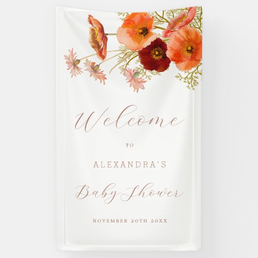 Boho Herfst Floral gepersonaliseerd Baby shower Spandoek (Verticaal)