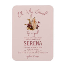 Boho Herfst Floral Girl Baby shower Foto Magnet