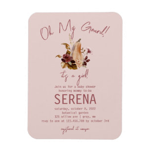 Boho Herfst Floral Girl Baby shower Foto Magnet Magneet