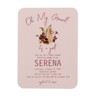 Boho Herfst Floral Girl Baby shower Foto Magnet Magneet