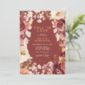 Boho Herfst Floral Gold Cream Scarlet Vrijgezellen Kaart (Staand voorkant)