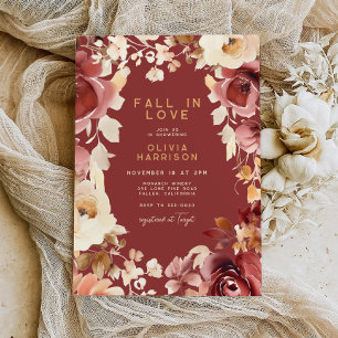 Boho Herfst Floral Gold Cream Scarlet Vrijgezellen Kaart