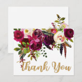 Boho Herfst Floral Gold Modern Bedankt (Voorkant / Achterkant)