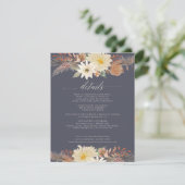 BOHO Herfst Floral Leaf Navy Blue Waterverf Flower Informatiekaartje (Staand voorkant)