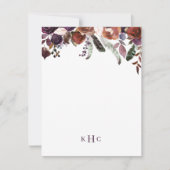 Boho Herfst Floral Monogrammed Stationery Note Kaa Notitiekaartje (Voorkant)