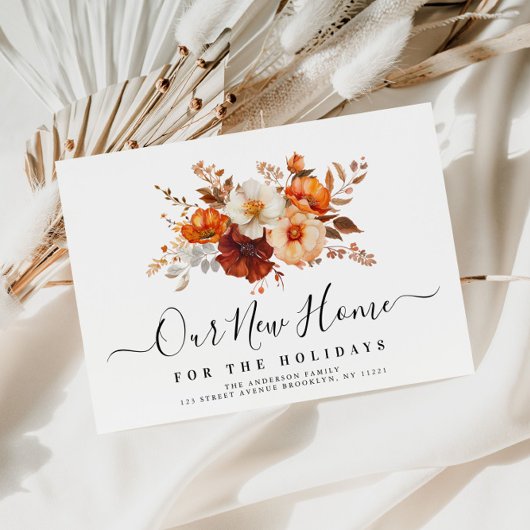 Boho herfst floral Nieuw adres Briefkaart
