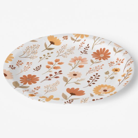 Boho Herfst Floral Papieren Bordje (Gekanteld)