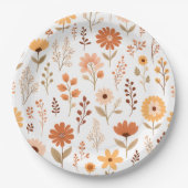 Boho Herfst Floral Papieren Bordje (Voorkant)