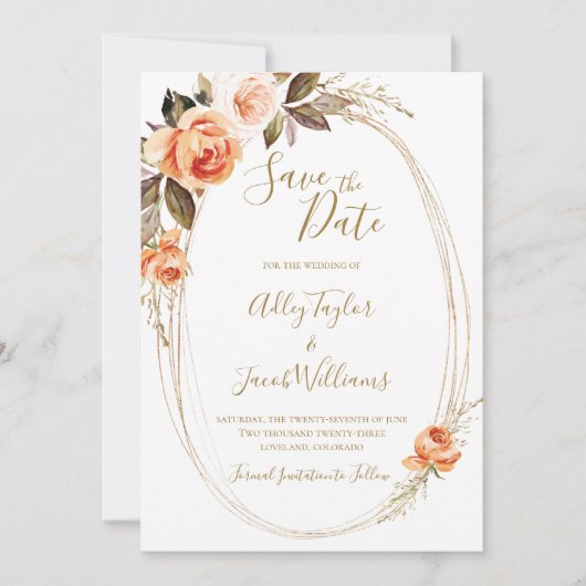 Boho Herfst Floral Photo Wedding Save the Date (Voorkant)