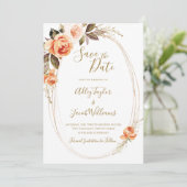 Boho Herfst Floral Photo Wedding Save the Date (Staand voorkant)