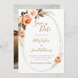 Boho Herfst Floral Photo Wedding Save the Date