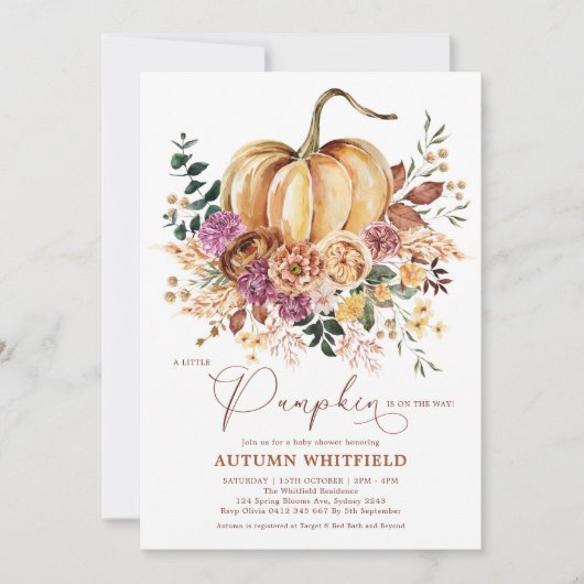 Boho Herfst Floral Pumpkin Baby shower (Voorkant)