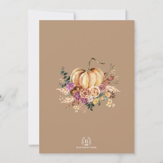 Boho Herfst Floral Pumpkin Baby shower (Achterkant)