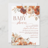 Boho Herfst Floral Pumpkin Baby shower Kaart (Voorkant)