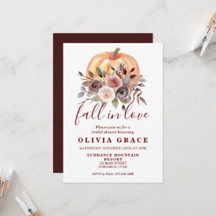Boho herfst floral Pumpkin Bridal Shower Invitatio Kaart