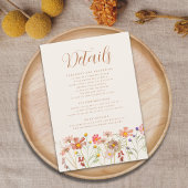 Boho Herfst Floral Terracotta Trouwdetails Informatiekaartje