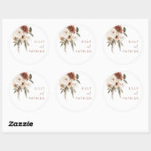 Boho Herfst Floral Terracotta Wedding Ronde Sticker (Vel)