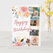 Boho herfst floral waterverf foto grid verjaardag kaart (Gele Bloem)