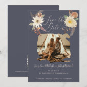 BOHO Herfst Floral Waterverf Foto modern script SA Save The Date (Voorkant / Achterkant)