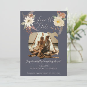 BOHO Herfst Floral Waterverf Foto modern script SA Save The Date