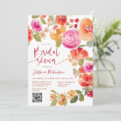 Boho Herfst floral waterverf QR vrijgezellenfeest Kaart (Staand voorkant)