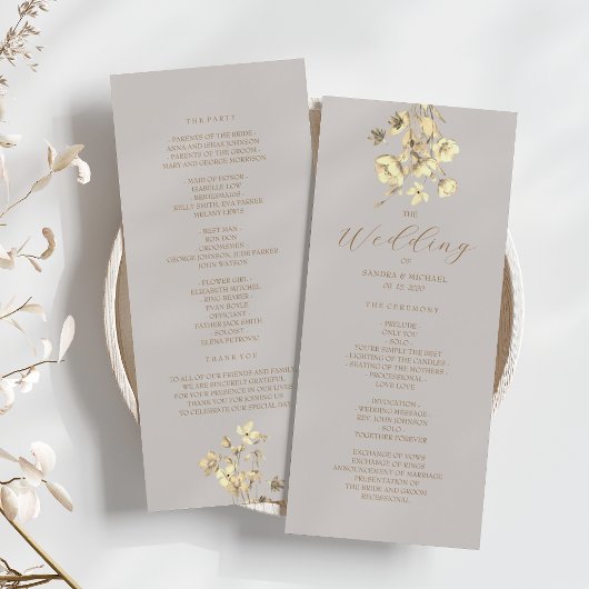 Boho Herfst Floral Wedding Ceremony Programma Programmakaart