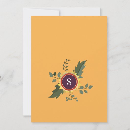 Boho Herfst Floral Wedding Invitation Kaart (Achterkant)